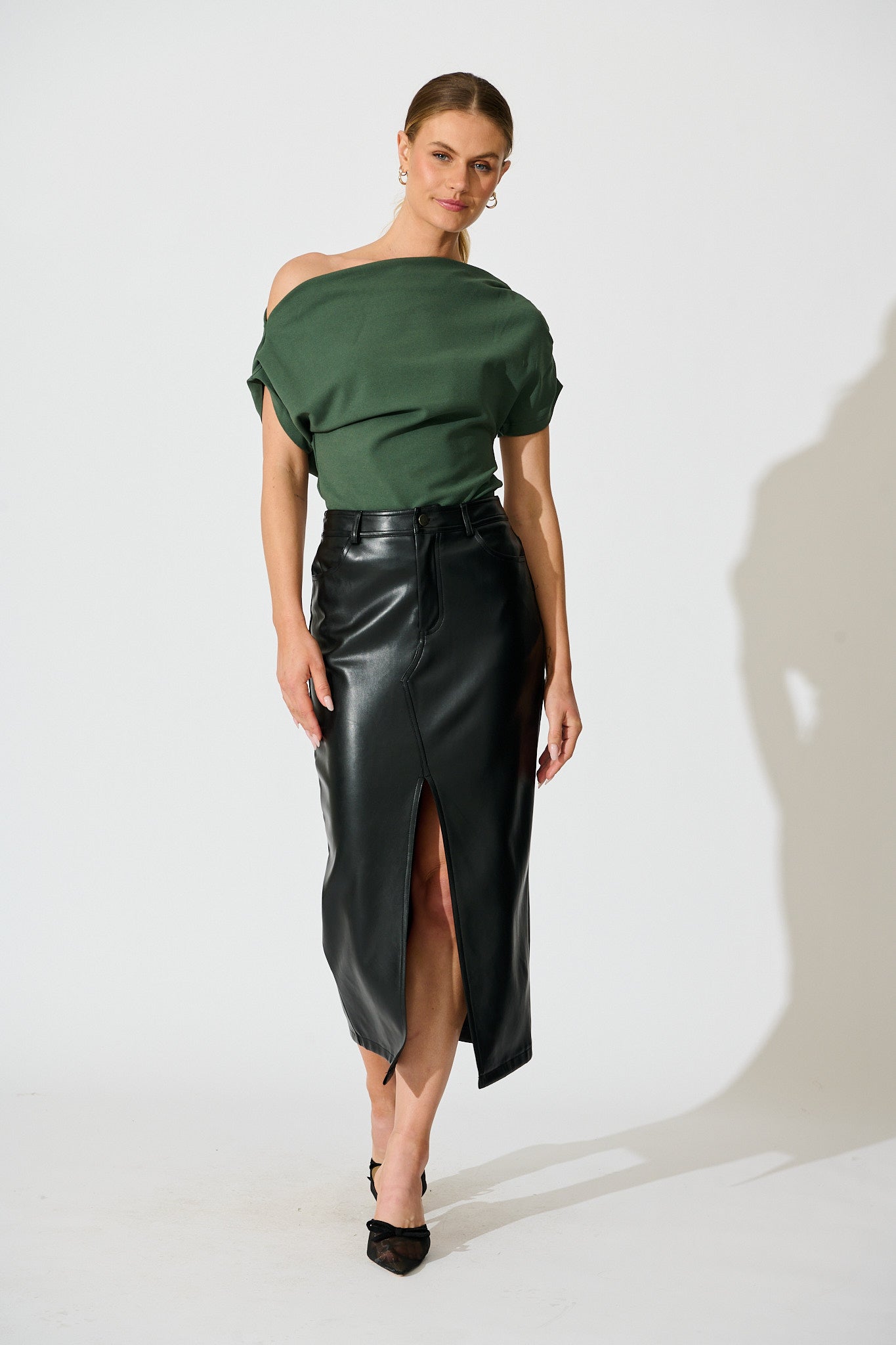 Pia Off Shoulder Top in Emerald