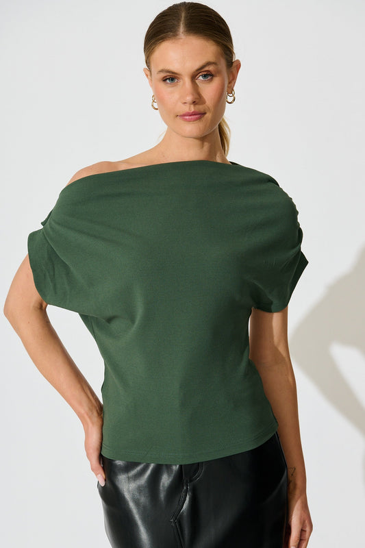 Pia Off Shoulder Top in Emerald