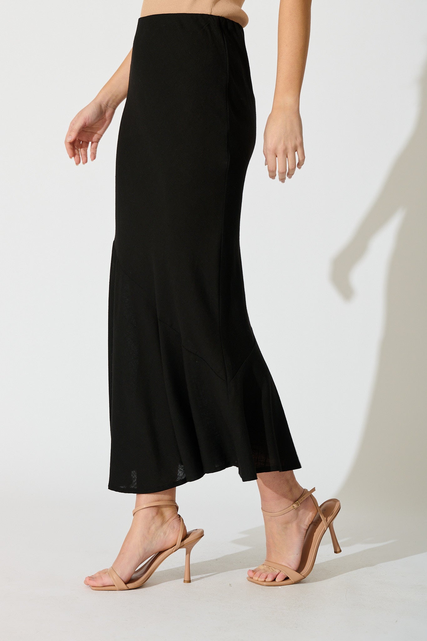 Charlee Maxi Skirt in Black Linen Blend