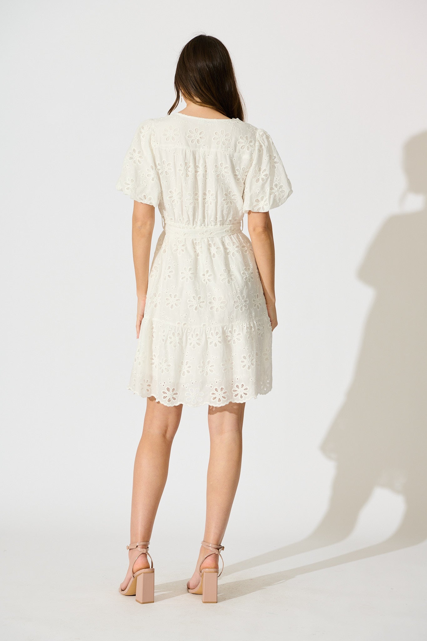 Juliette Dress in White Broderie Cotton