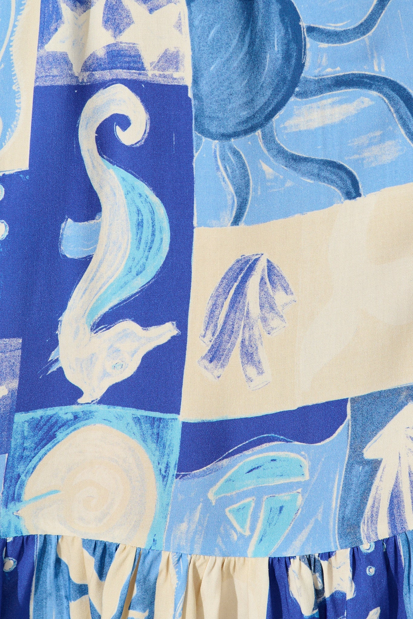 Cera Midi Shirt Dress in Blue Sea Shell Print