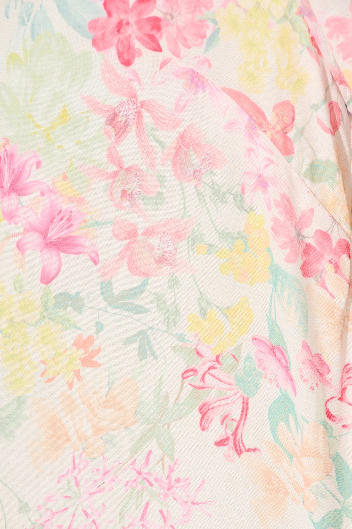 Karey Dress in White with Multi Pastel Floral Linen Blend