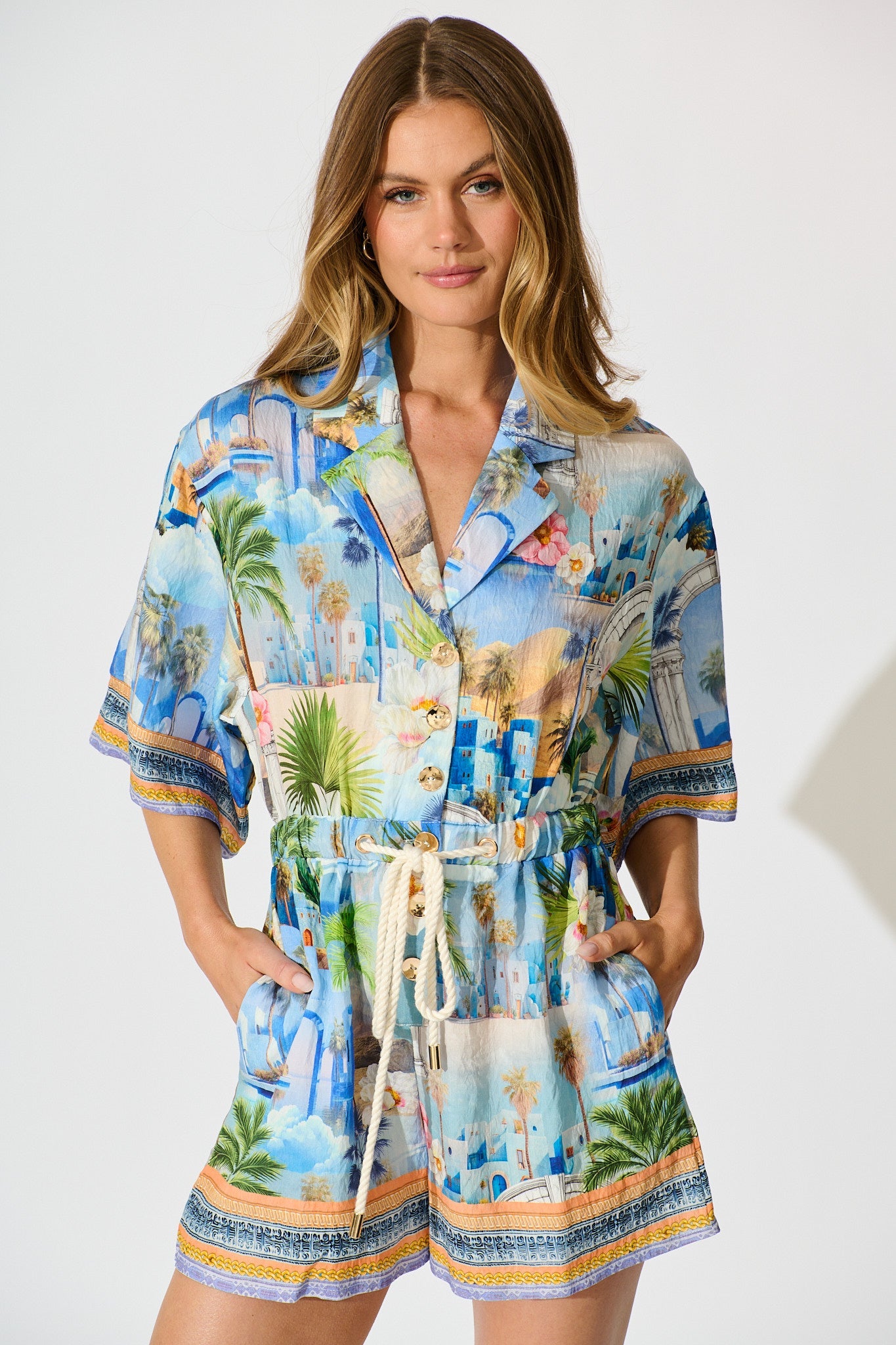 Maui Playsuit in Blue Multi Print