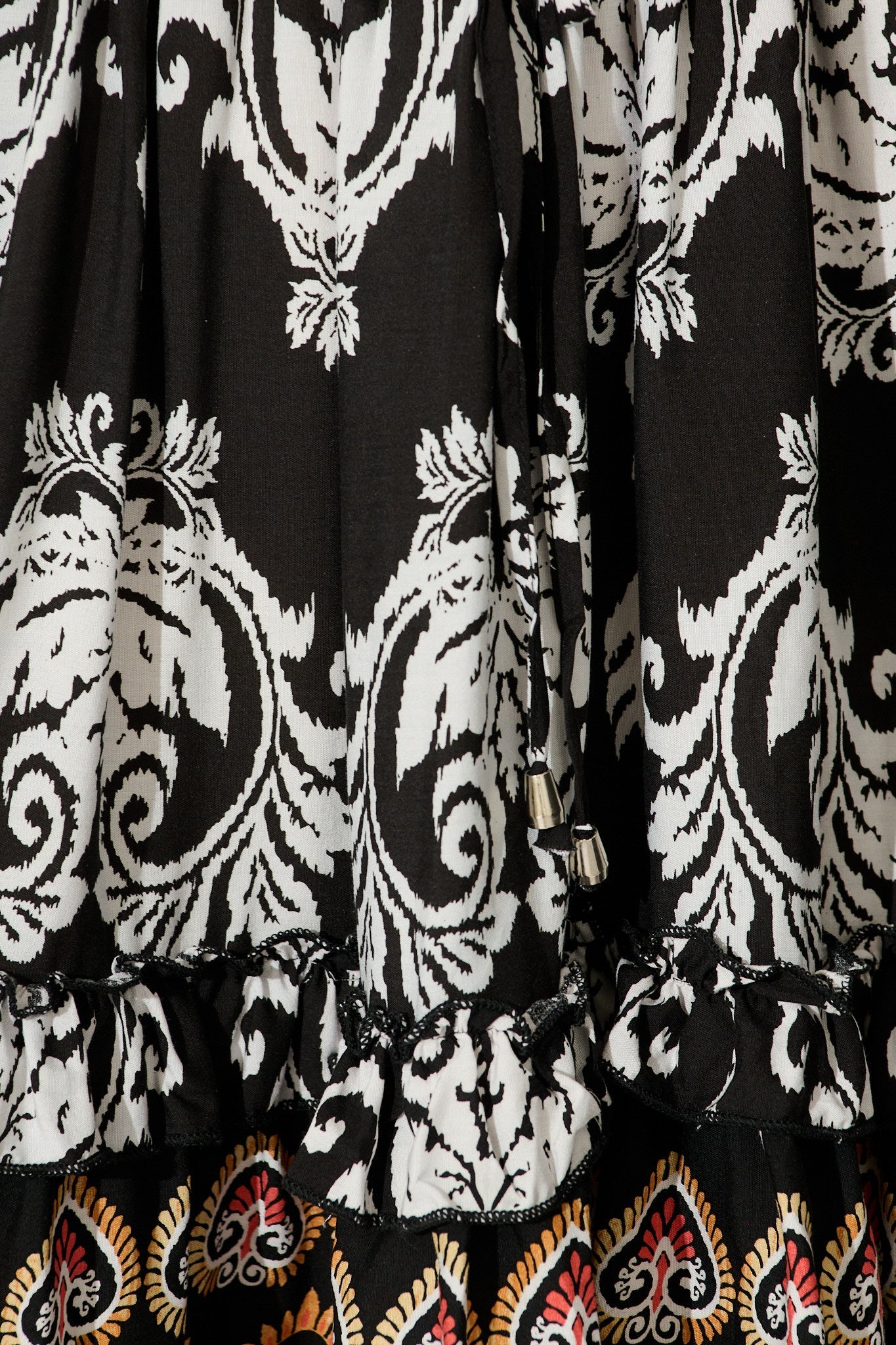 Zanayah Dress in Black with White Boho Print