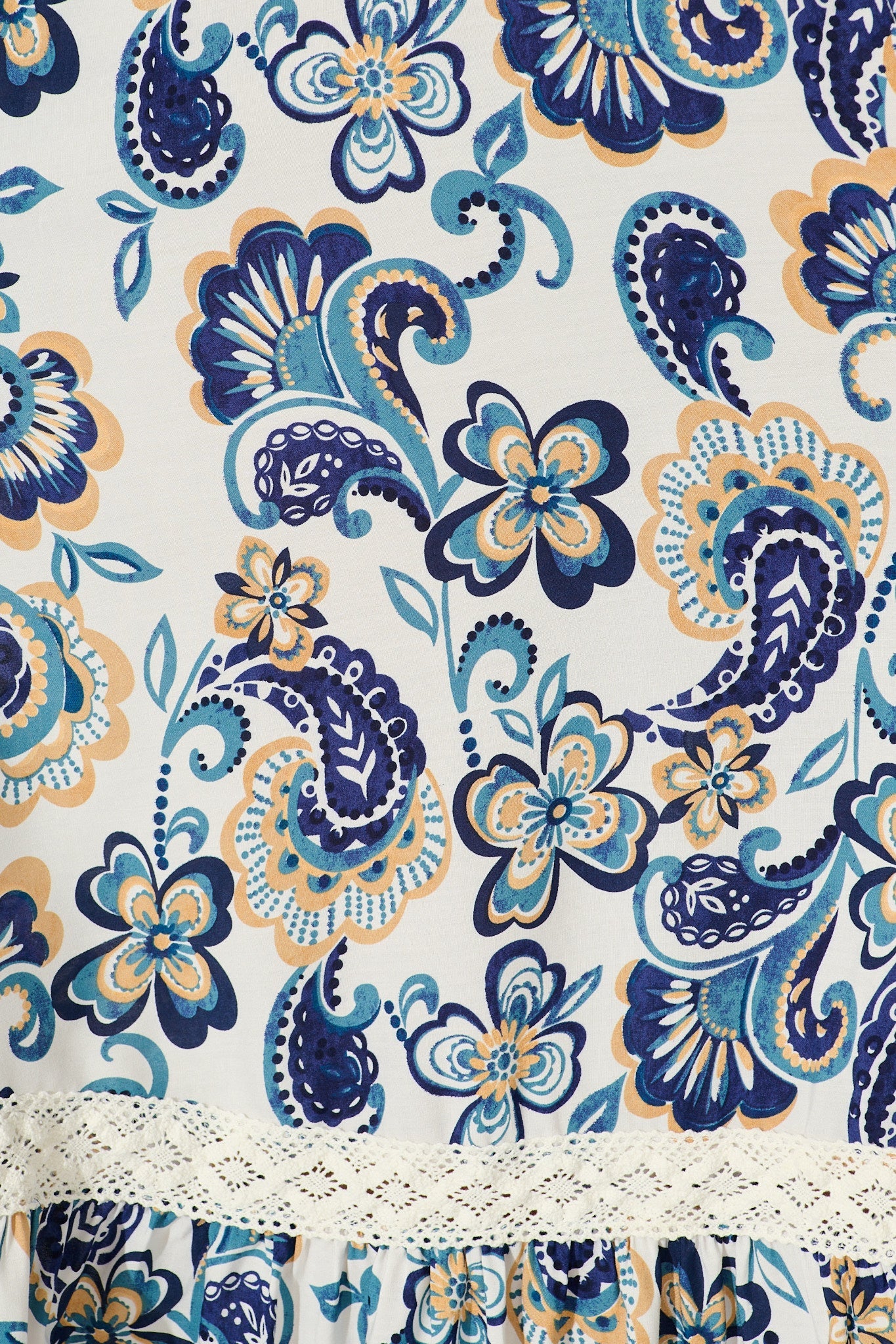 Ilysssa Maxi Dress in White with Blue Boho Print