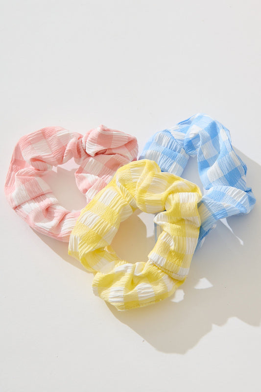 Gina 3 Pack Scrunchie in Pastel Gingham