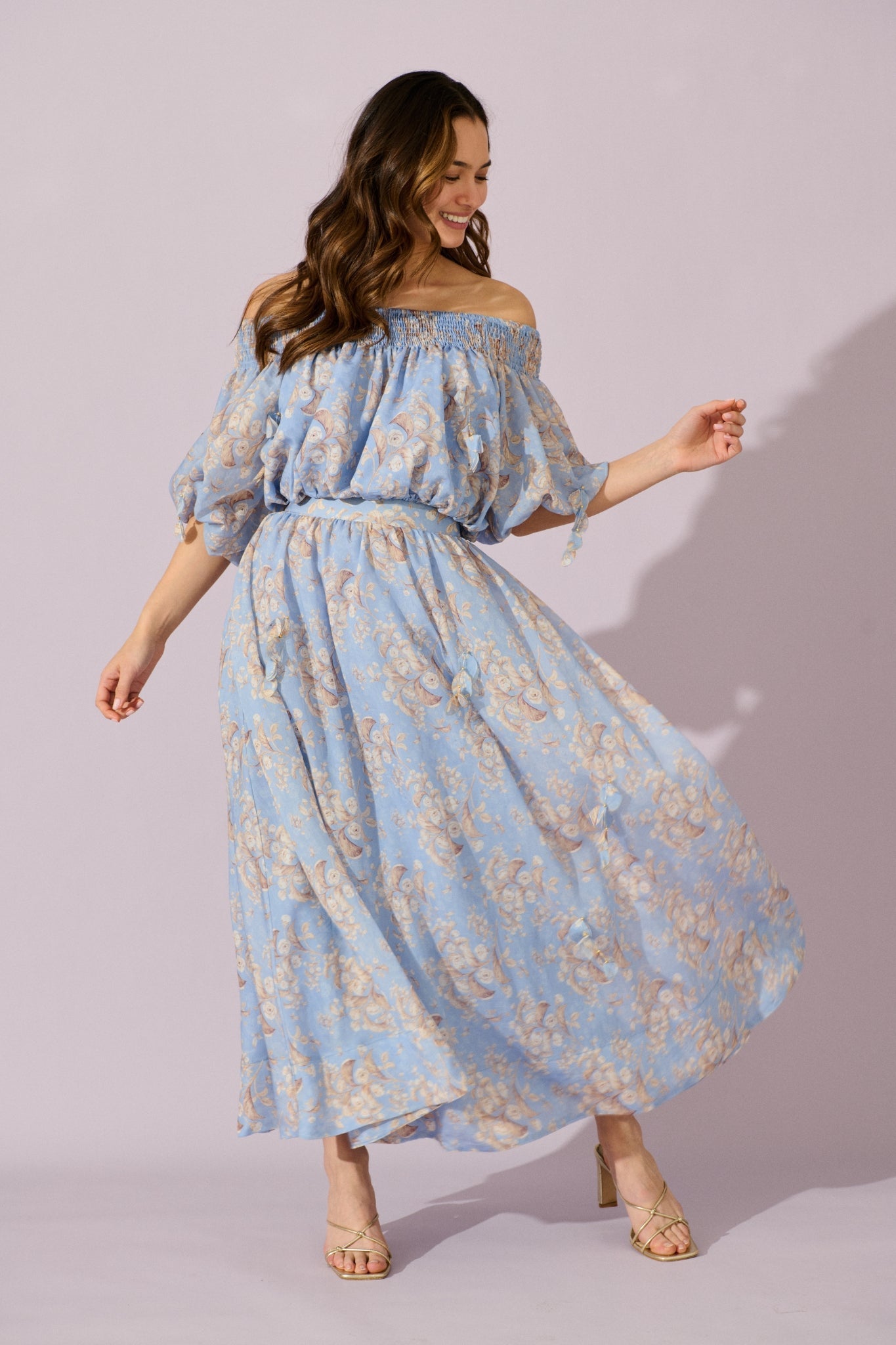 Gardenlight Maxi Skirt in Blue Floral