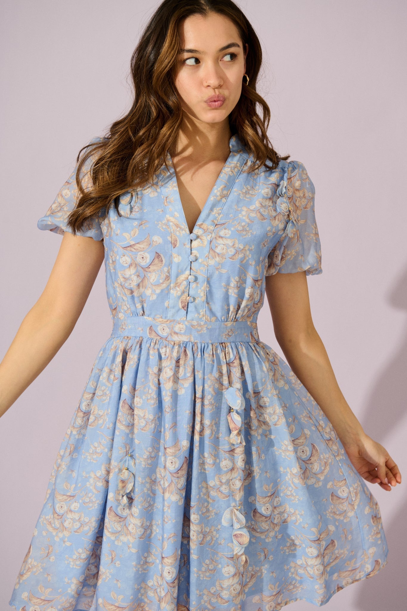 Vintage Bloom Dress in Blue Floral