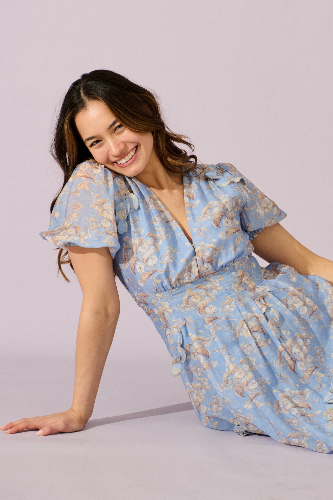 Faded Botanica Maxi Dress in Blue Floral