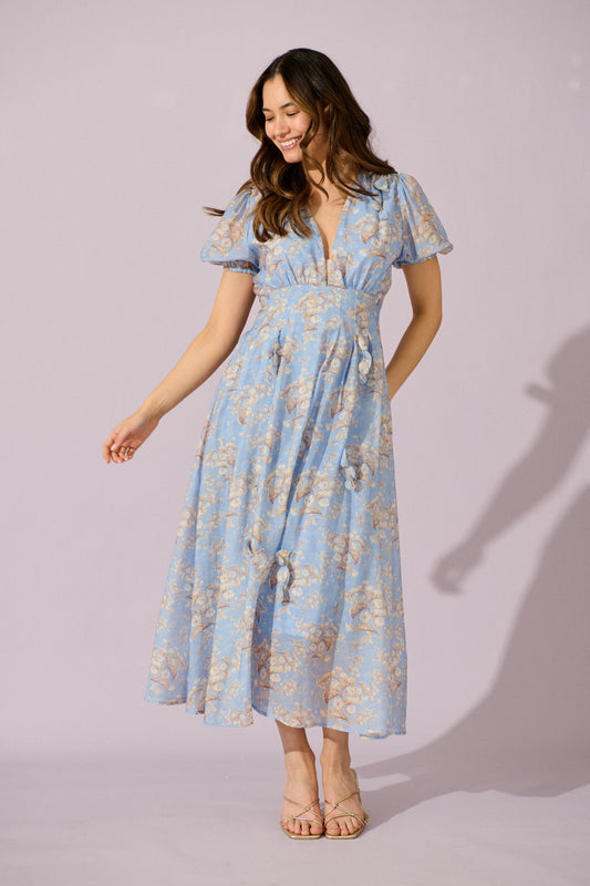 Faded Botanica Maxi Dress in Blue Floral