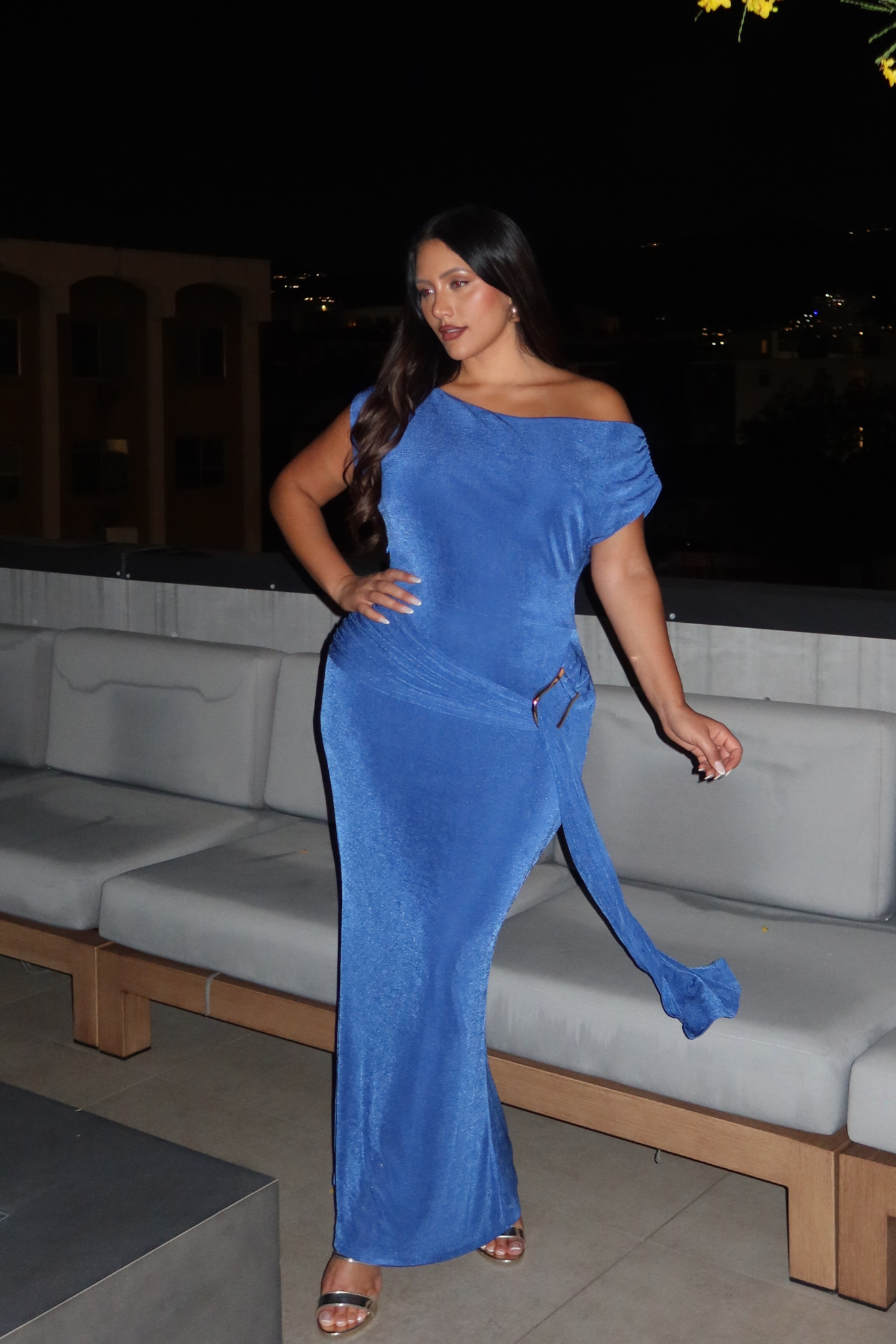 Queen Of The Night Maxi Dress in Cobalt Jersey