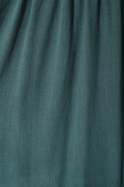 Horizon Smock Dress In Green Linen Blend