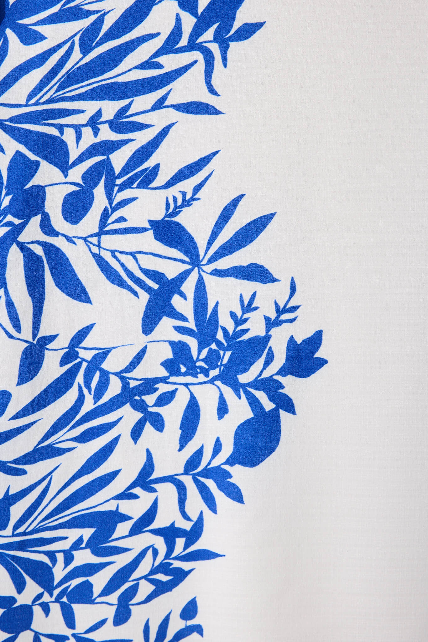 Ferry Midi Dress In White With Blue Leaf Linen Blend