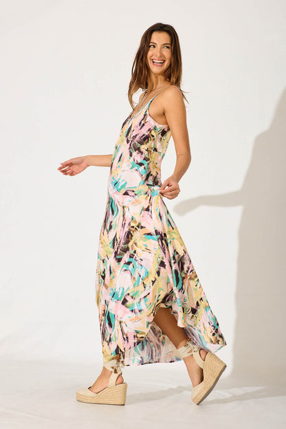 No Scrubs Maxi Dress In Multi Brushstroke Print
