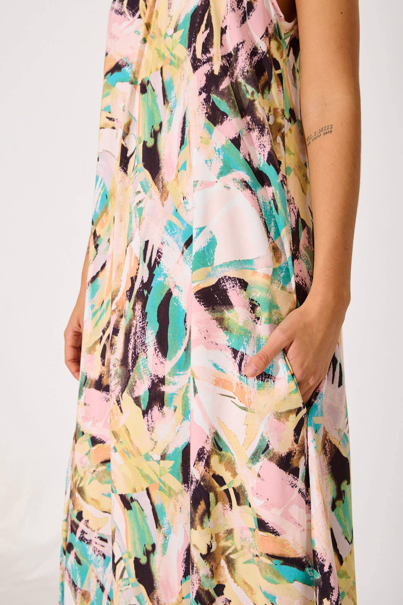 No Scrubs Maxi Dress In Multi Brushstroke Print