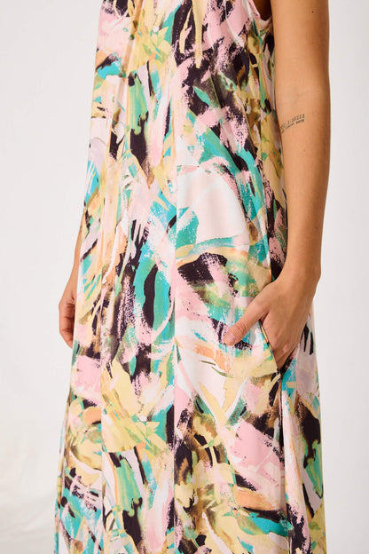 No Scrubs Maxi Dress In Multi Brushstroke Print