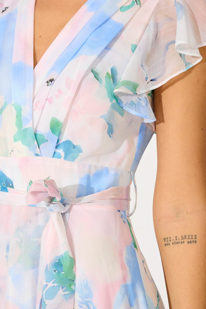 Wynter Maxi Dress In Multi Pastel Floral Chiffon