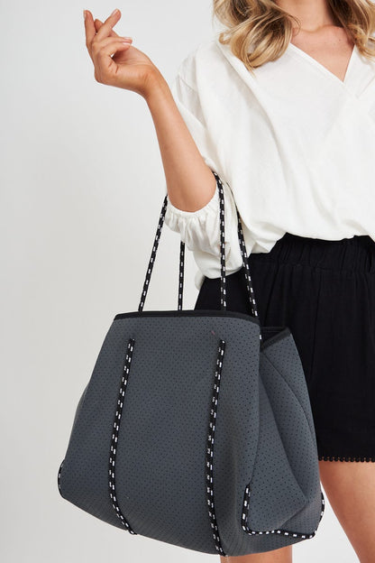 august + delilah Rania Neoprene Tote Bag in Grey