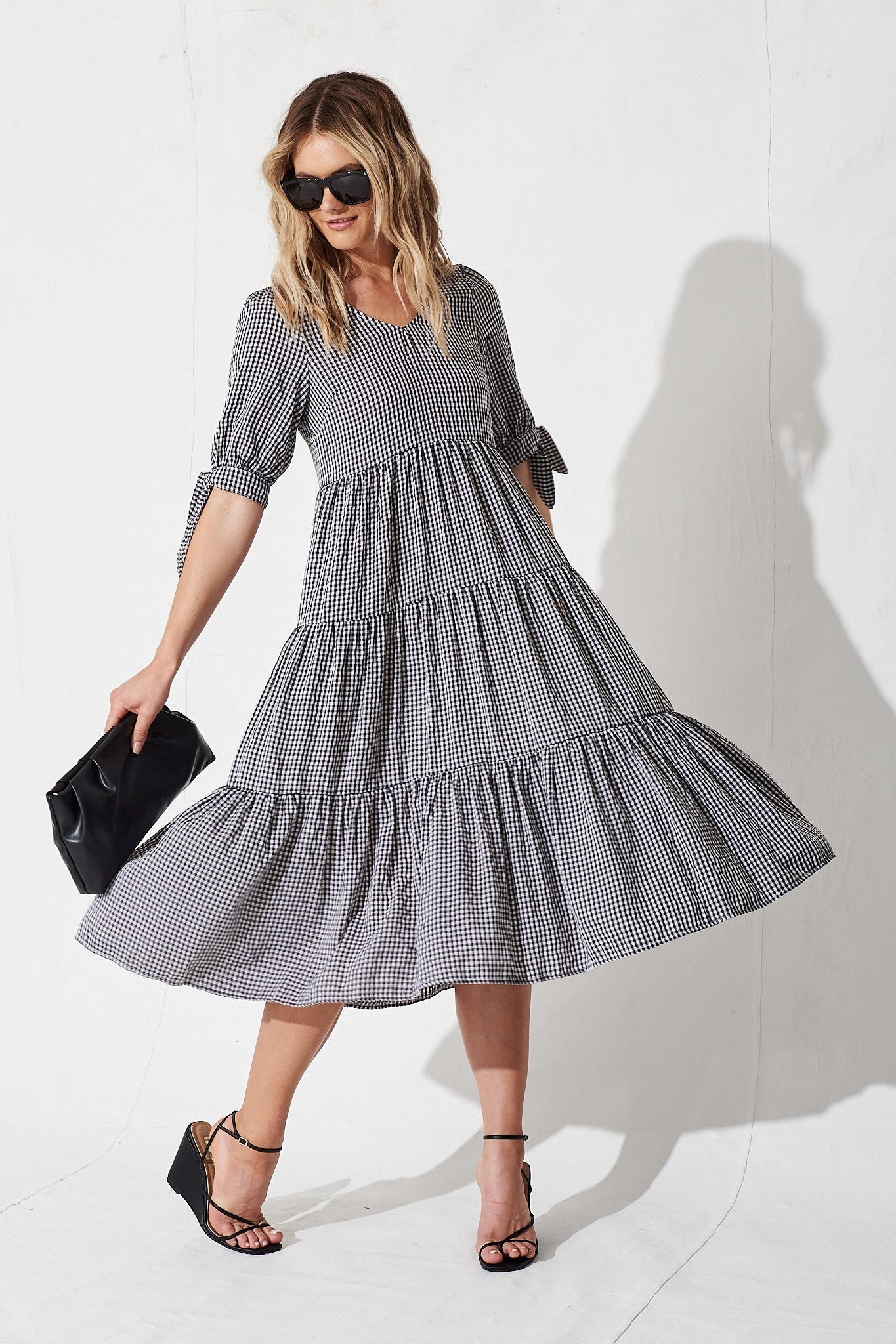 PRE ORDER Odewick Midi Dress In Black Gingham
