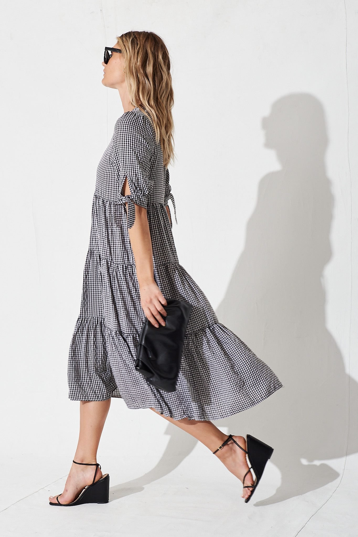 PRE ORDER Odewick Midi Dress In Black Gingham