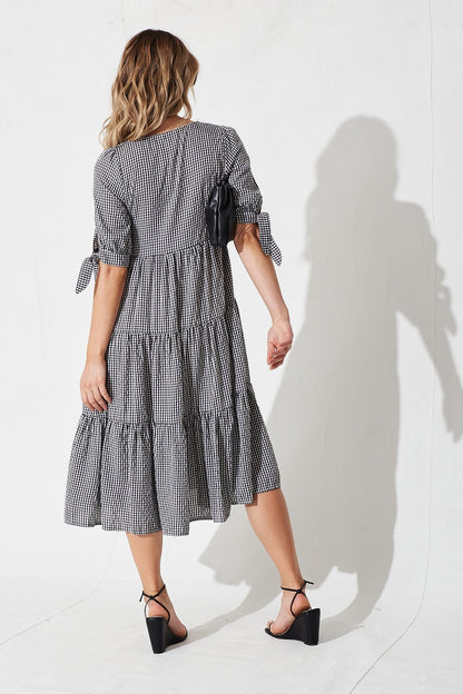 PRE ORDER Odewick Midi Dress In Black Gingham