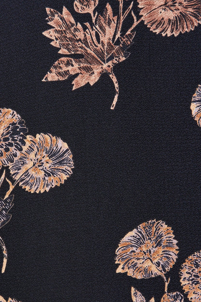 Kaylie Dress in Charcoal with Apricot Floral