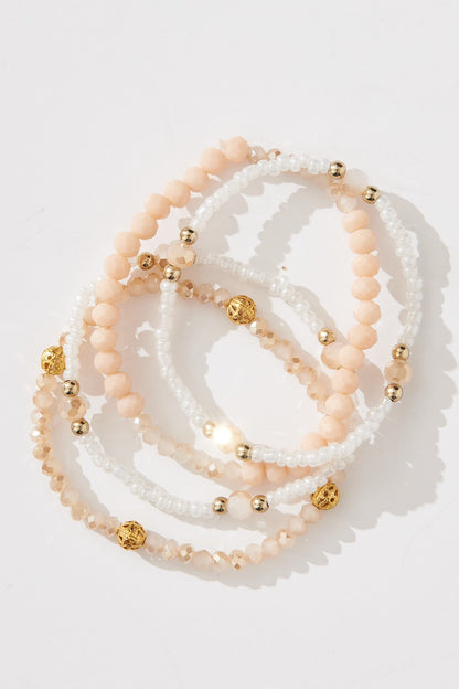 August + Delilah Alison Bracelet Multi Pack In Blush