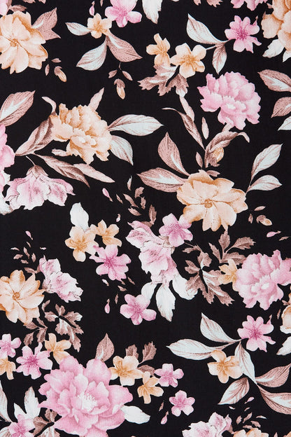 Rejina Top In Black Multi Floral