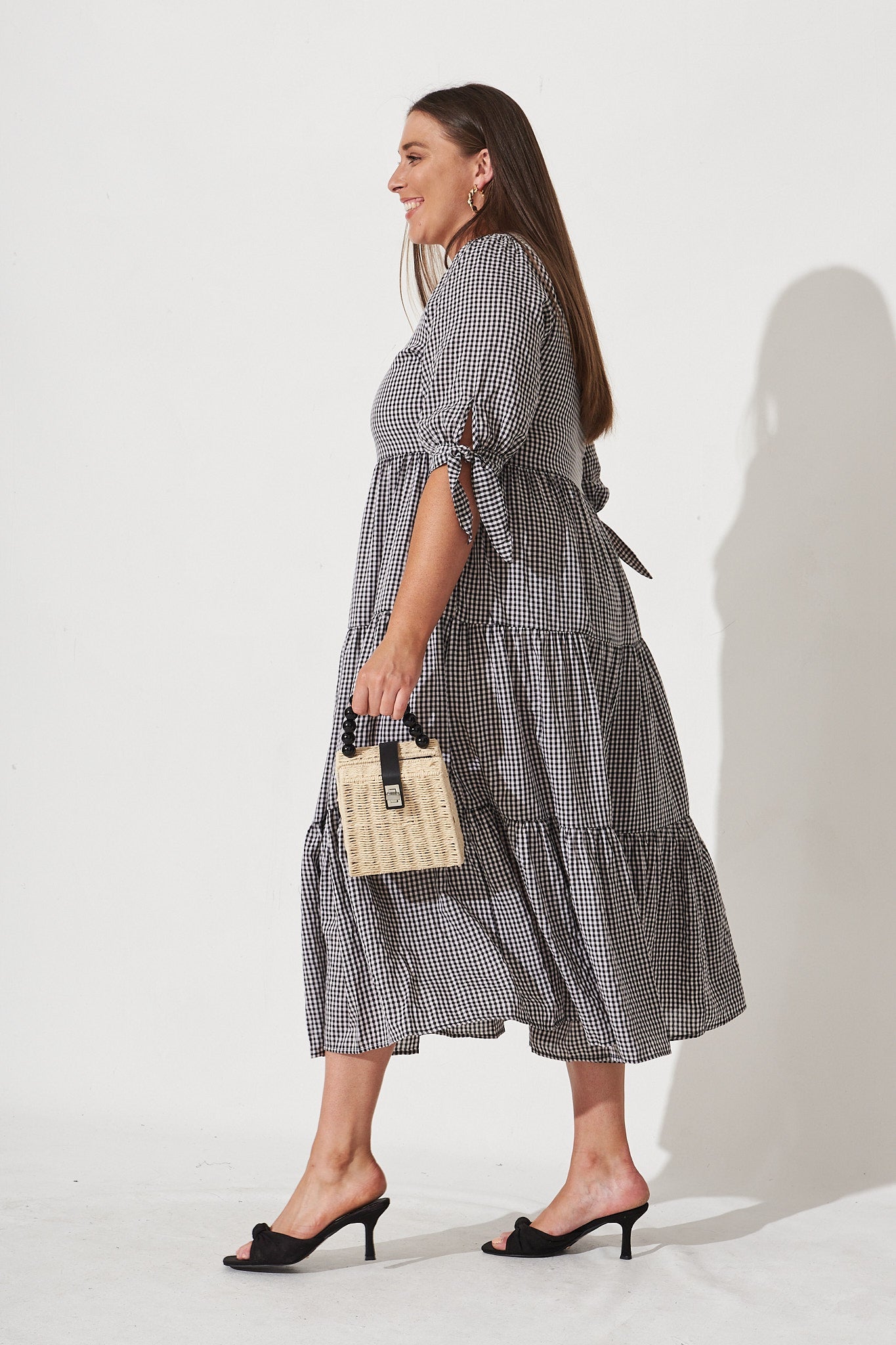 PRE ORDER Odewick Midi Dress In Black Gingham