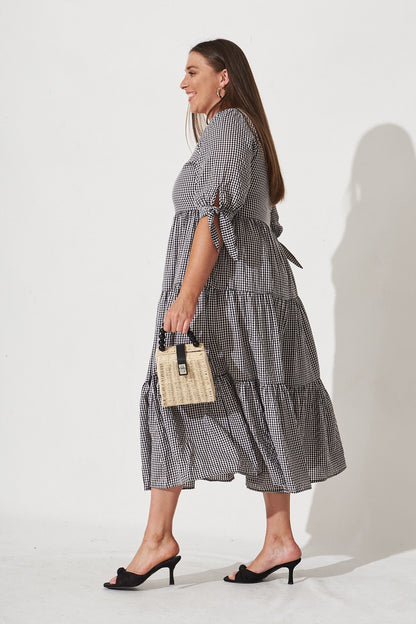 PRE ORDER Odewick Midi Dress In Black Gingham