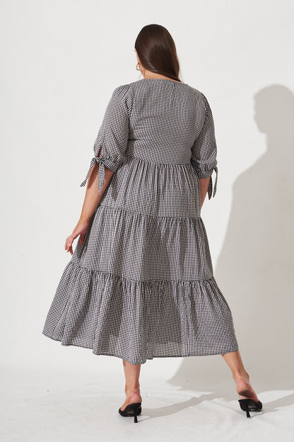 PRE ORDER Odewick Midi Dress In Black Gingham