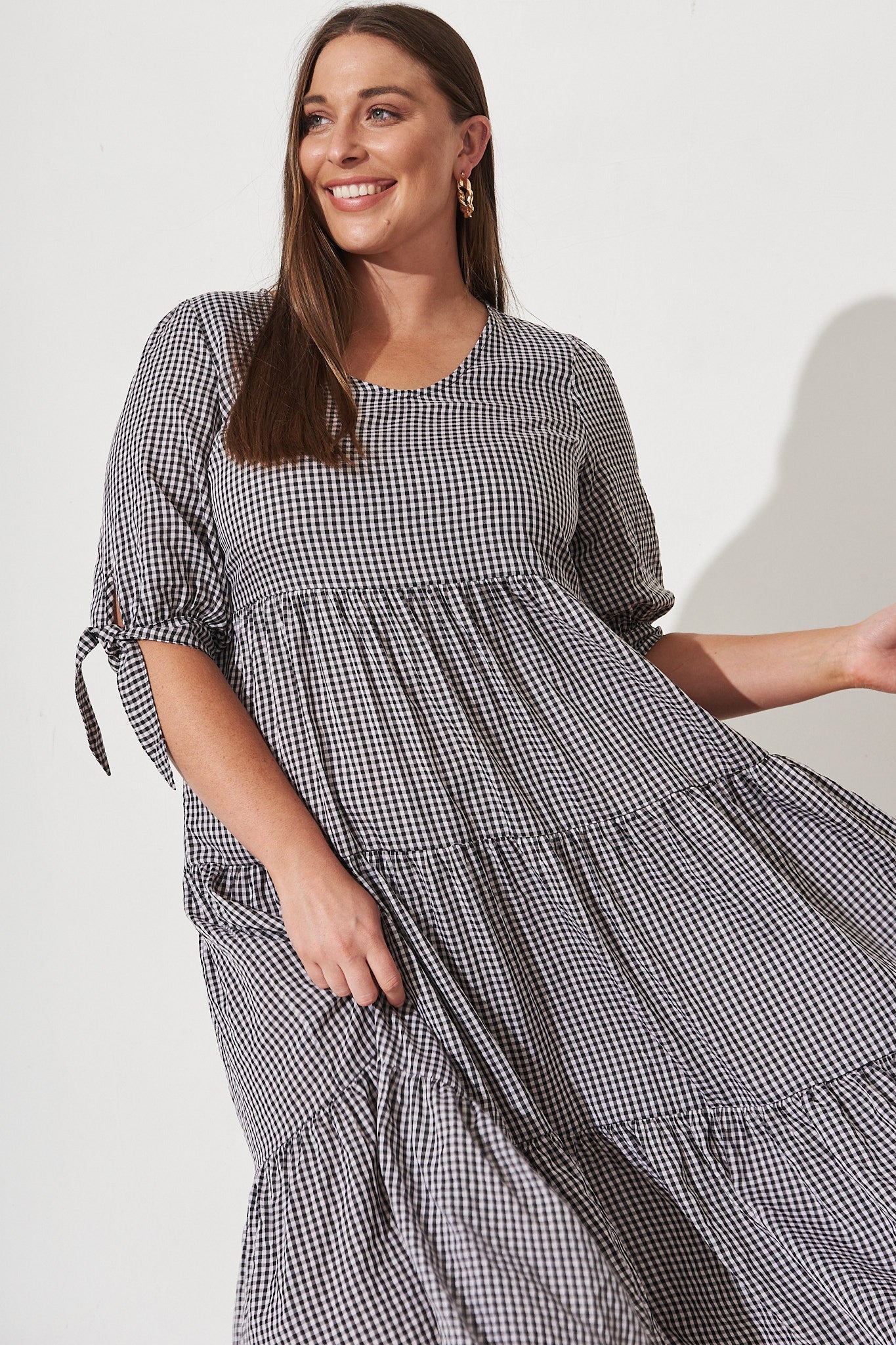 PRE ORDER Odewick Midi Dress In Black Gingham