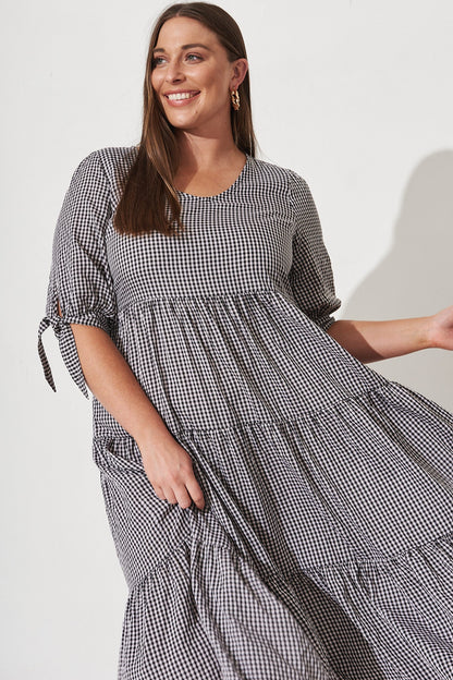 PRE ORDER Odewick Midi Dress In Black Gingham
