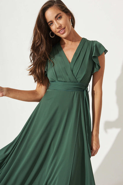 Wynter Maxi Dress in Green Chiffon