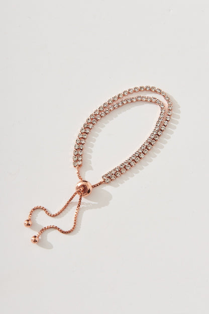 August + Delilah Monaco Bracelet In Rose Gold Diamante