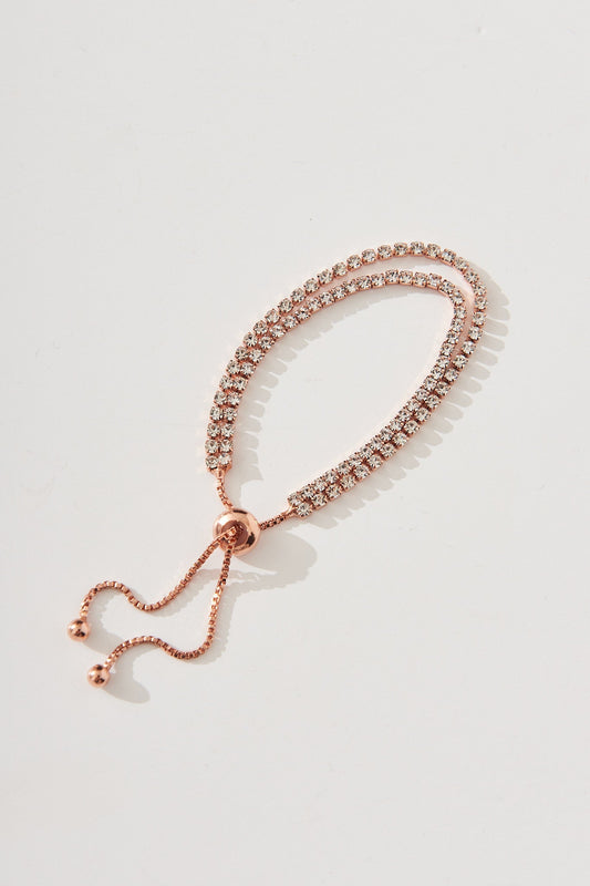 August + Delilah Monaco Bracelet In Rose Gold Diamante