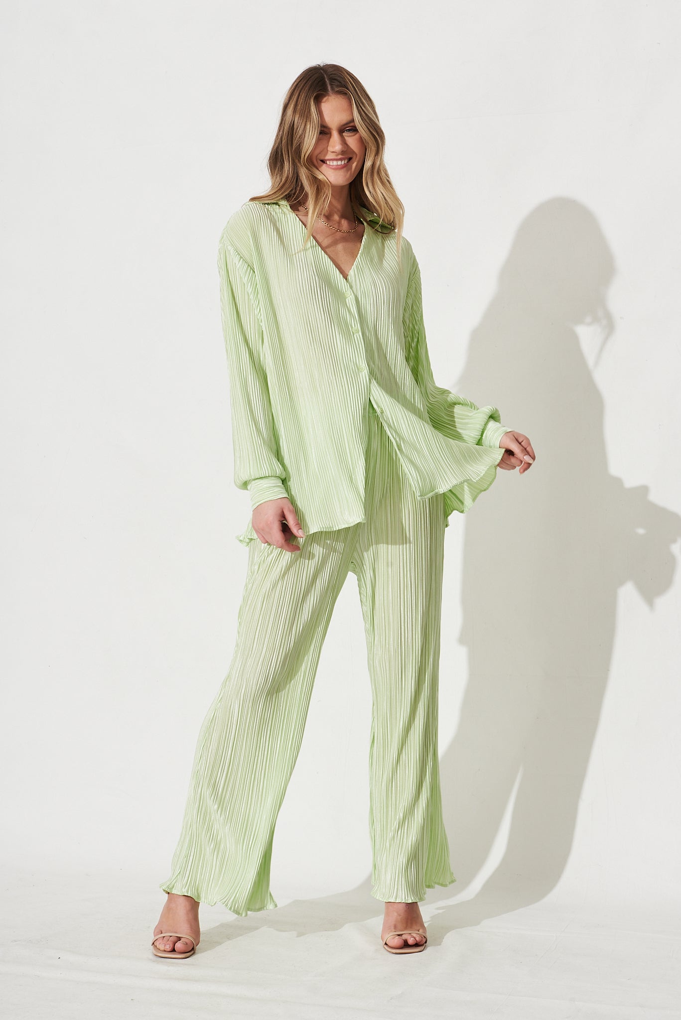 Sherida Shirt In Mint Plisse