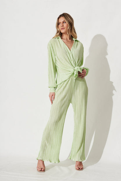 Sherida Shirt In Mint Plisse