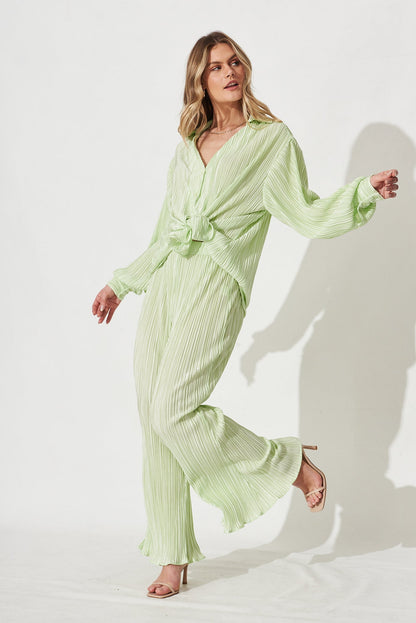 Sherida Shirt In Mint Plisse