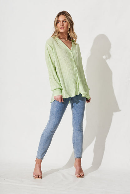 Sherida Shirt In Mint Plisse