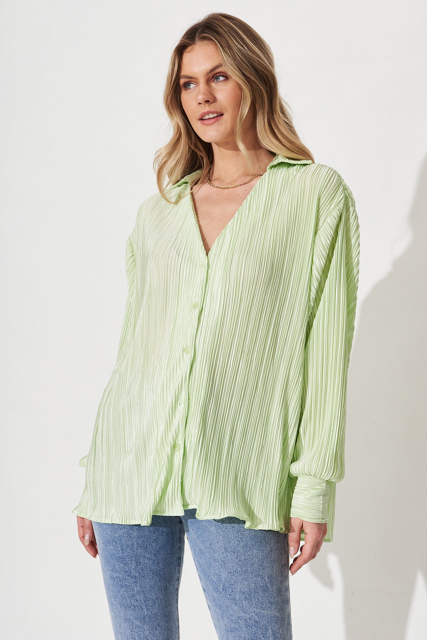 Sherida Shirt In Mint Plisse