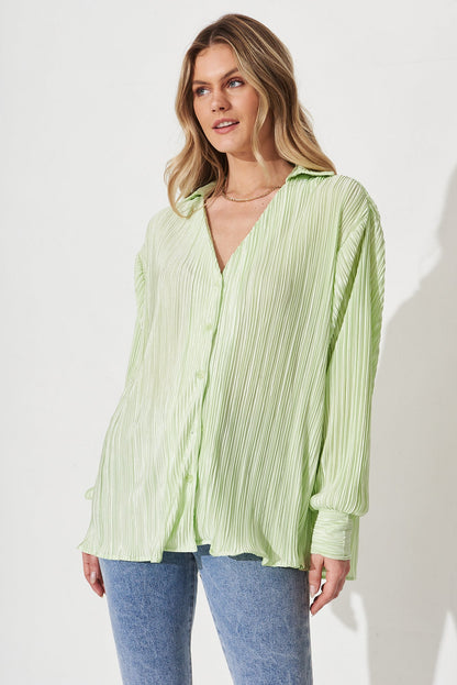 Sherida Shirt In Mint Plisse