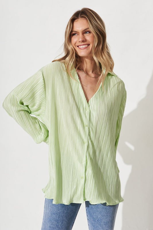 Sherida Shirt In Mint Plisse