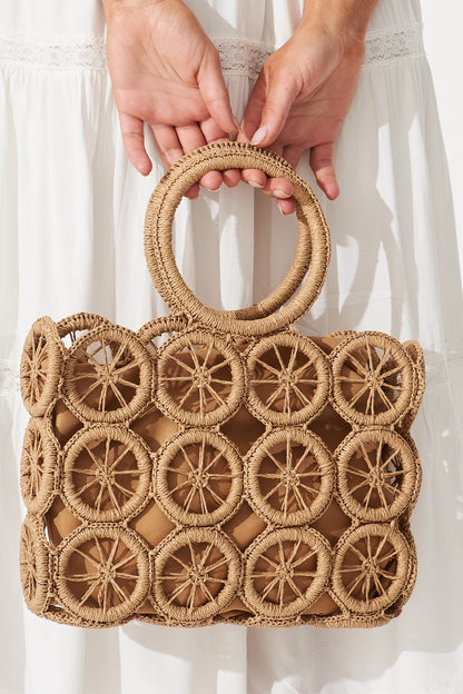 August + Delilah Kianty Straw Bag In Brown