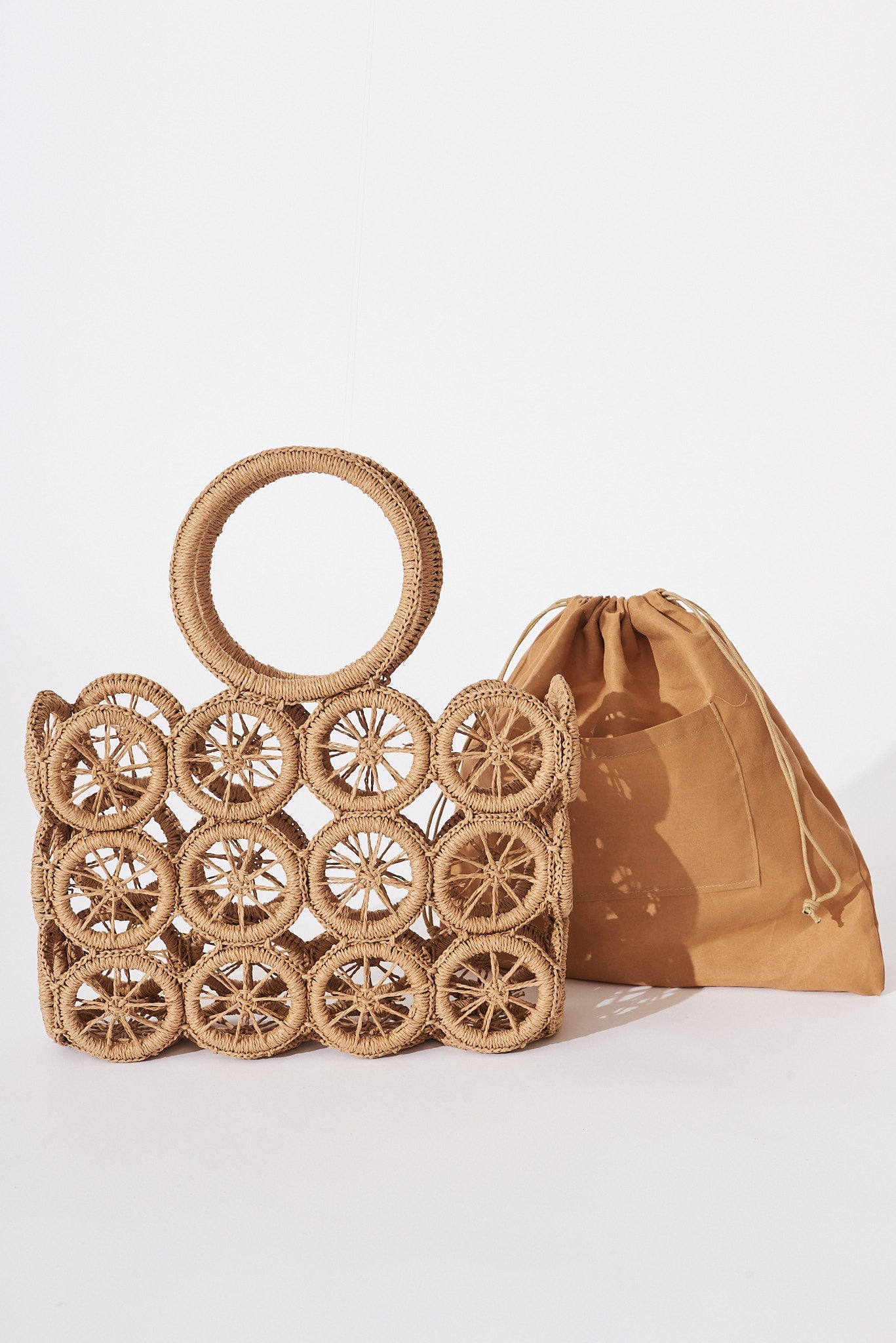 August + Delilah Kianty Straw Bag In Brown