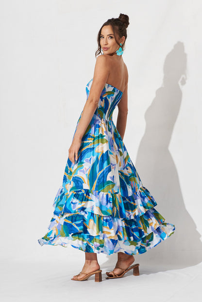 Mastyn Midi Dress In Blue Floral