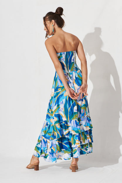 Mastyn Midi Dress In Blue Floral