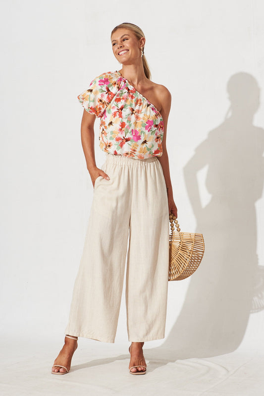 Nicole Pant In Beige Linen Blend