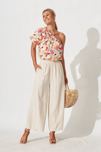 Nicole Pant In Beige Linen Blend