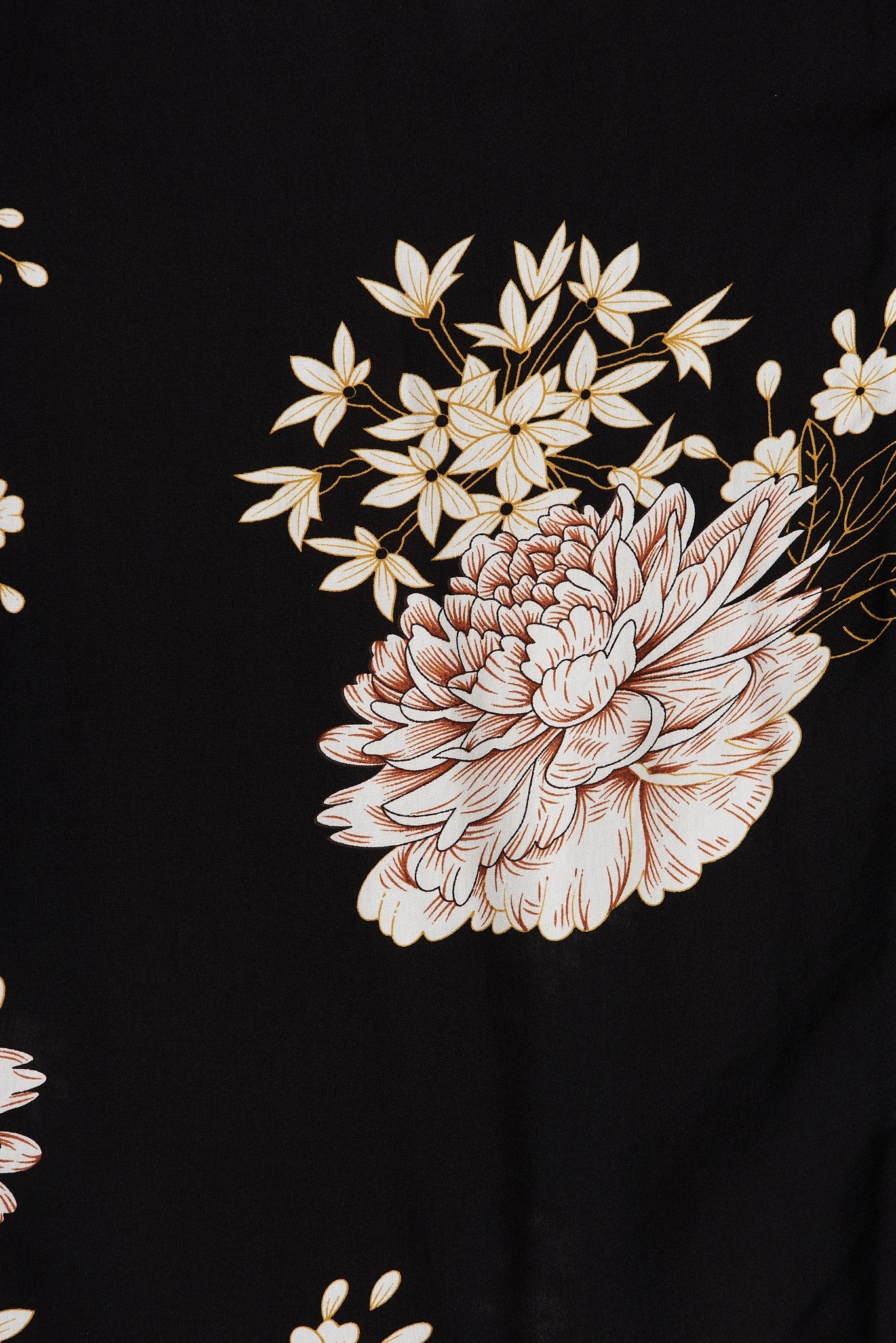 Nikke Midi Dress In Black With Beige Floral